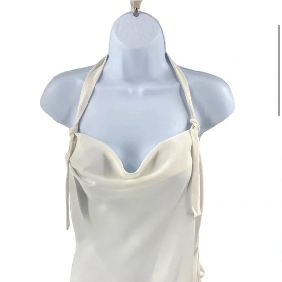 Amanda Uprichard | Maxwell Halterneck Asymmetrical Mini Dress in Ivory Size M - Picture 5 of 12